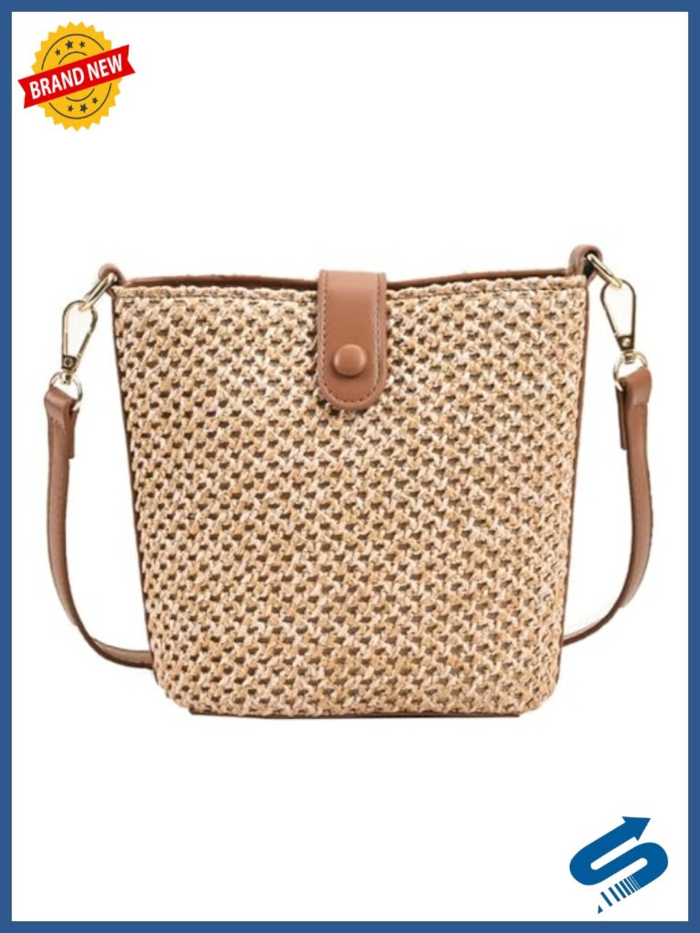 Straw Beach Bag Crossbody Rattan Purse Summer Raffia Handbag Shoulder Bag Small